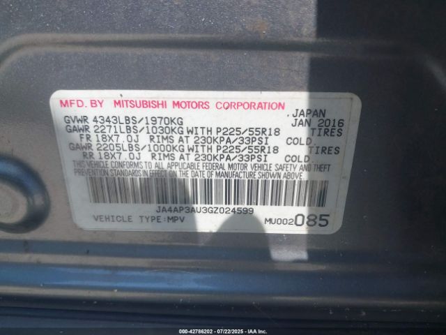 2016 MITSUBISHI OUTLANDER SPORT JA4AP3AU3GZ024599 Photo 8