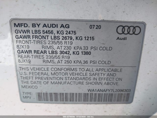 2020 AUDI Q5 WA1ANAFY7L2096303 Photo 8