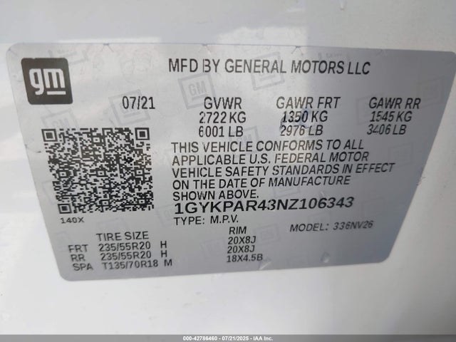 2022 CADILLAC XT6 1GYKPAR43NZ106343 Photo 8