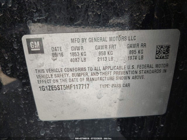 1G1ZE5ST5HF117717 Chevrolet lfv - di: direct injection, vvt: variable valve timing, gen 1