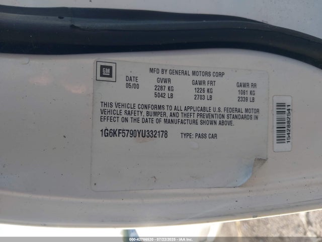 2000 CADILLAC DEVILLE 1G6KF5790YU332178 Photo 8