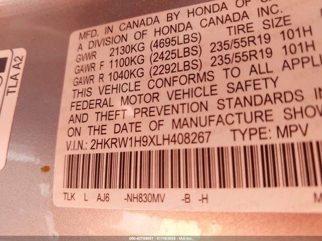 2HKRW1H9XLH408267 Honda l15be