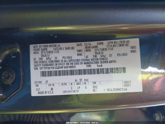 1FTFW1EG2HFA51853 Ford gtdi