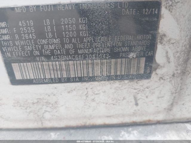 2015 SUBARU LEGACY 4S3BNAC66F3041143 Photo 8