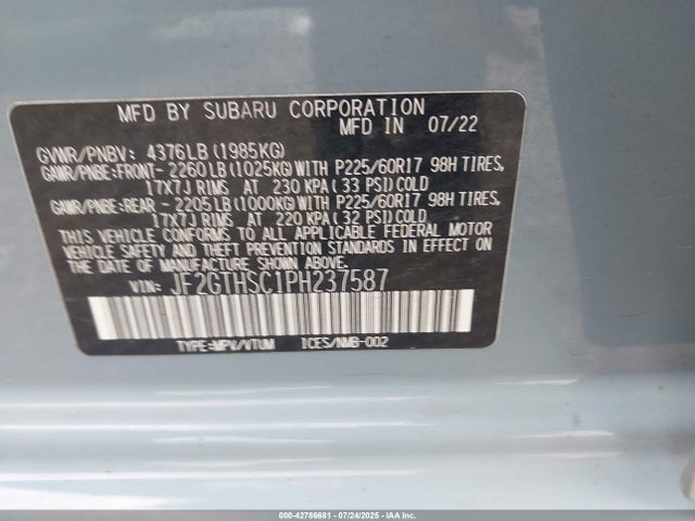 JF2GTHSC1PH237587 Subaru na