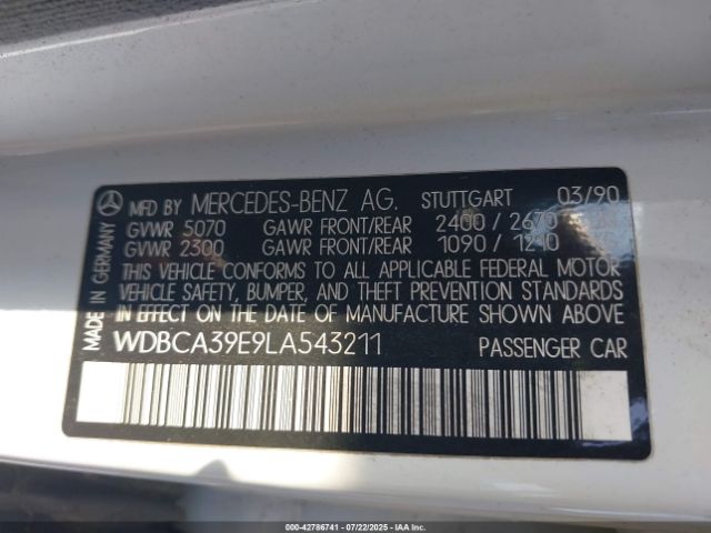 1990 MERCEDES-BENZ 560 WDBCA39E9LA543211 Photo 8