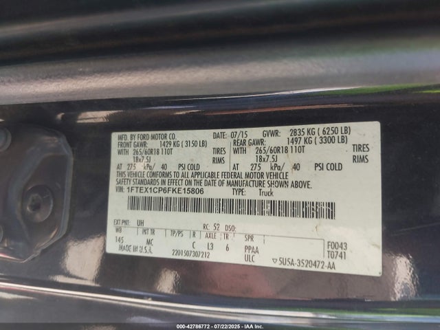 1FTEX1CP6FKE15806 Ford 2015