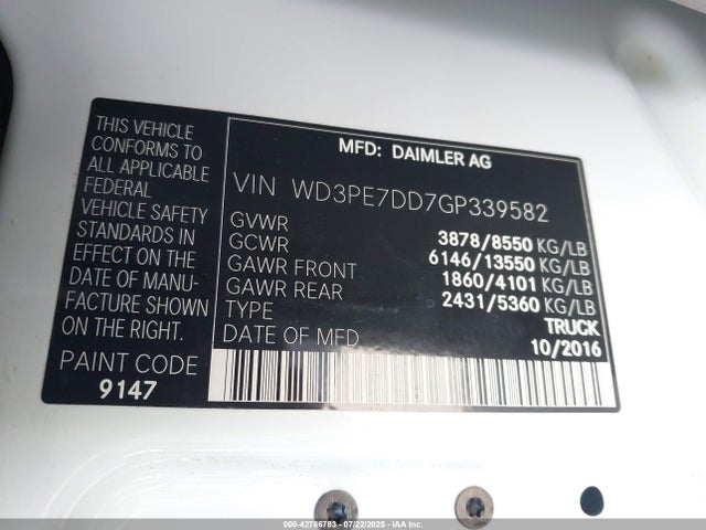 Mercedes-Benz Sprinter 2016 WD3PE7DD7GP339582 Image 9