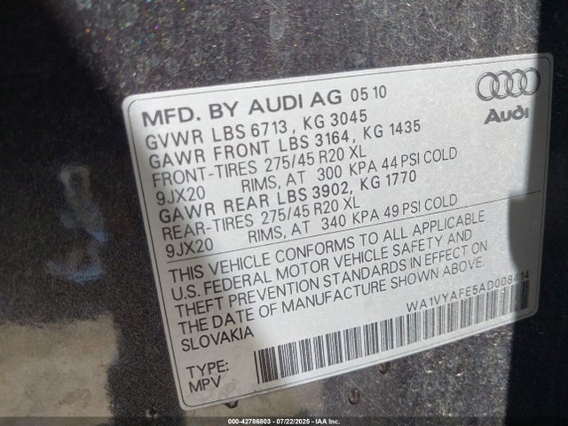 2010 AUDI Q7 WA1VYAFE5AD008414 Photo 8