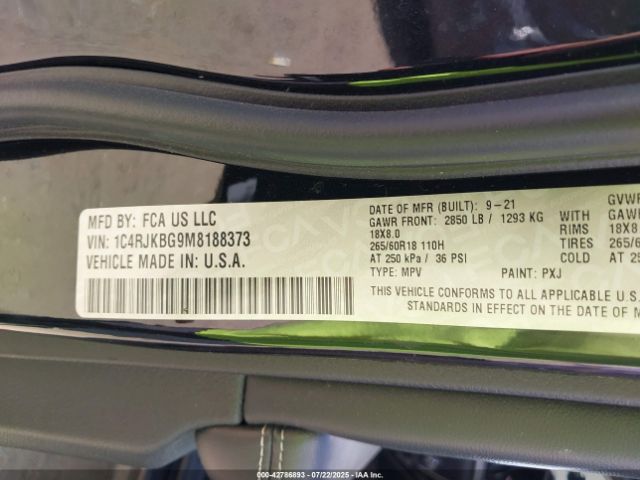 2021 JEEP GRAND CHEROKEE L 1C4RJKBG9M8188373 Photo 8