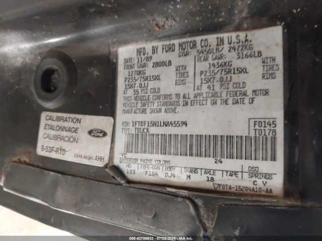 1990 FORD F150 1FTDF15N1LNA45594 Photo 8