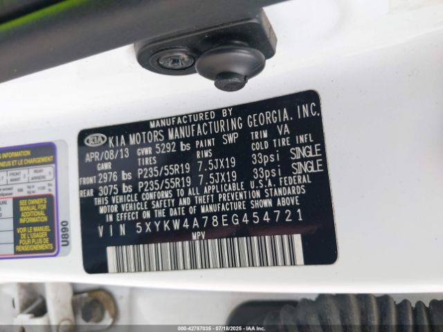 2014 KIA SORENTO 5XYKW4A78EG454721 Photo 8