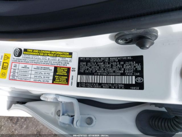 2018 TOYOTA CAMRY 4T1B11HK7JU089380 Photo 8