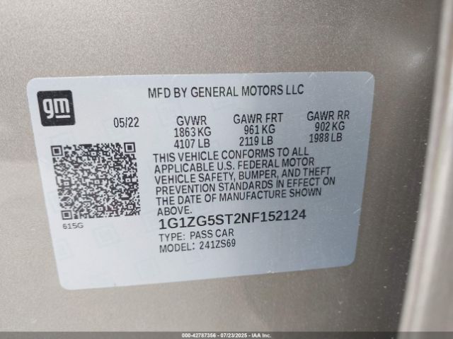 2022 CHEVROLET MALIBU 1G1ZG5ST2NF152124 Photo 8