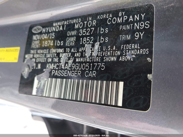 Hyundai dohc gdi gamma 2016 KMHCT4AE9GU051775 Image 9