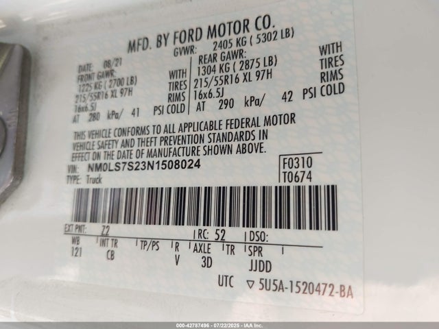 Ford gdi 2022 NM0LS7S23N1508024 Image 9