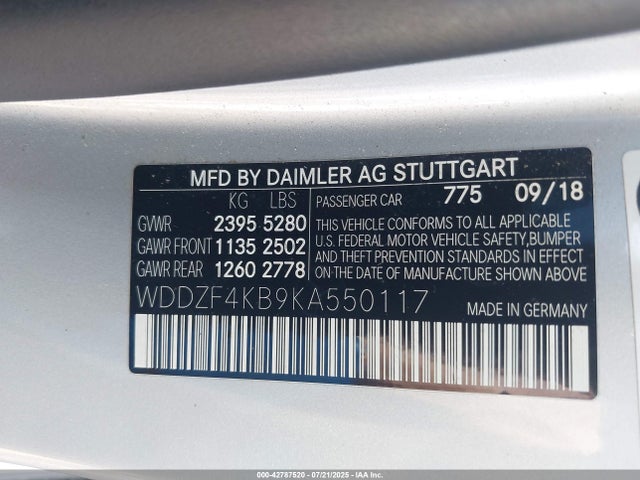 WDDZF4KB9KA550117 Mercedes-Benz m274