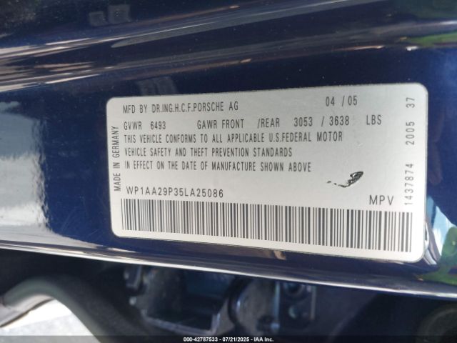 2005 PORSCHE CAYENNE WP1AA29P35LA25086 Photo 8