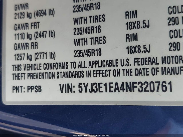 2022 TESLA MODEL 3 5YJ3E1EA4NF320761 Photo 8