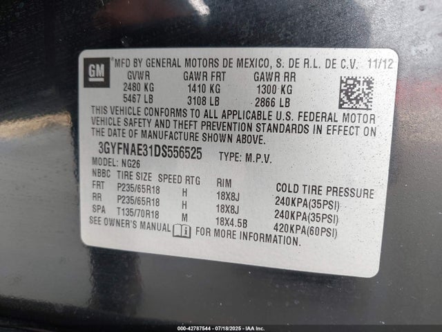 2013 CADILLAC SRX 3GYFNAE31DS556525 Photo 8