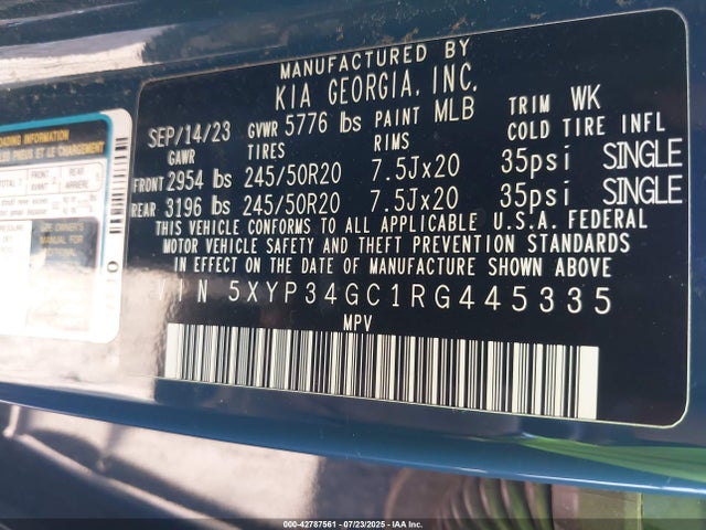 5XYP34GC1RG445335 KIA gdi lambda-ii