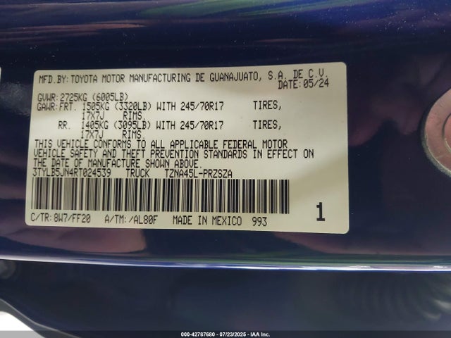Aukcja sprzedaży 2024 Toyota Tacoma Sr5 4wd, vin: 3TYLB5JN4RT024539, numer aukcji: 42787680
