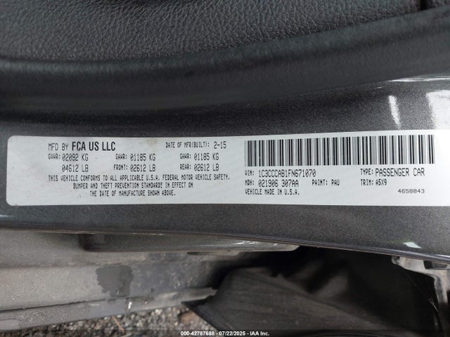 Продажа на аукционе авто 2015 Chrysler 200 Limited, vin: 1C3CCCAB1FN671070, номер лота: 42787688