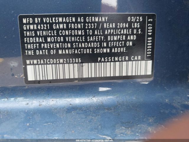 2025 VOLKSWAGEN GOLF GTI WVW3A7CD0SW213385 Photo 8