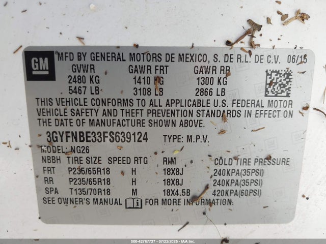2015 CADILLAC SRX 3GYFNBE33FS639124 Photo 8