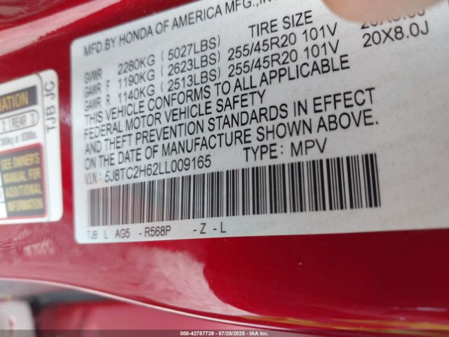 2020 ACURA RDX 5J8TC2H62LL009165 Photo 8