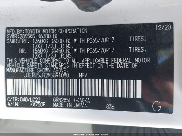 JTERU5JR2M5891080 Toyota 1gr-fe
