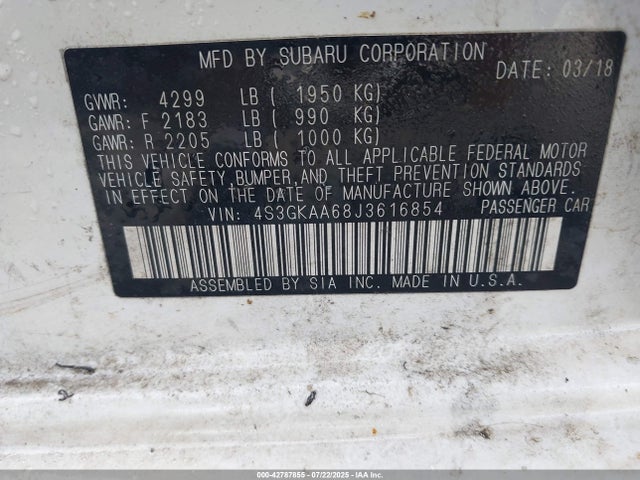 4S3GKAA68J3616854 Subaru Impreza