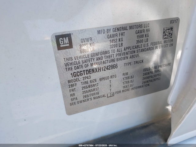 1GCGTDENXH1242866 Chevrolet lg2 - di: direct injection, vvt: variable valve timing, alum, var2, gen2