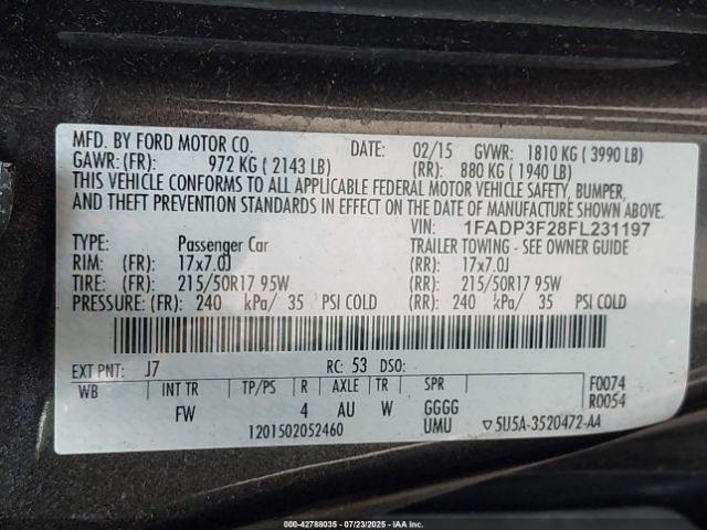 2015 FORD FOCUS 1FADP3F28FL231197 Photo 8