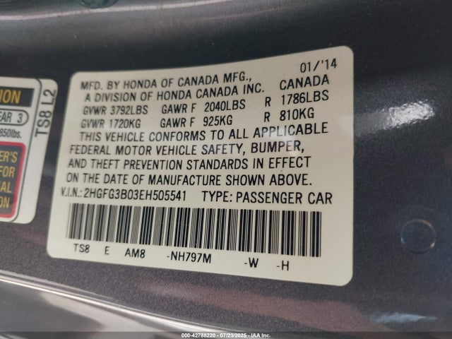 2HGFG3B03EH505541 Honda r18z1