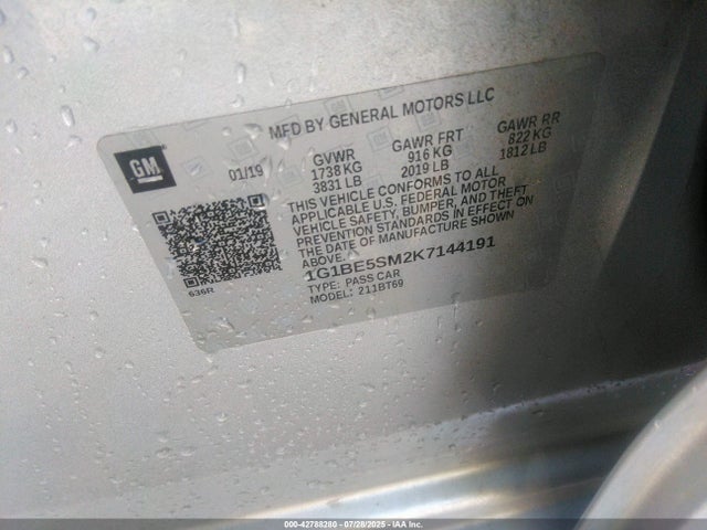 1G1BE5SM2K7144191 Chevrolet le2 -di: direct injection, vvt: variable valve timing, gen, alum