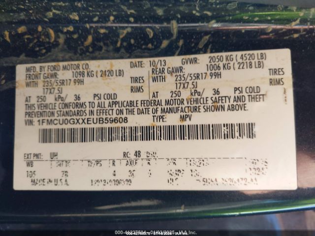 2014 FORD ESCAPE 1FMCU0GXXEUB59608 Photo 8