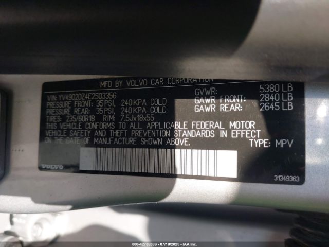 2014 VOLVO XC60 YV4902DZ4E2503356 Photo 8