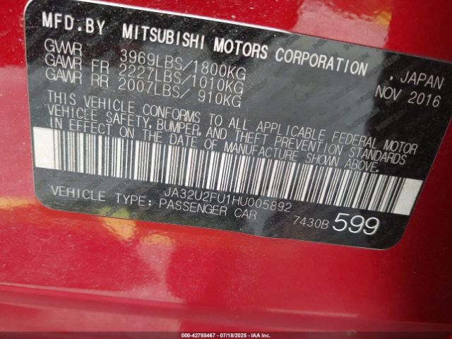 2017 MITSUBISHI LANCER JA32U2FU1HU005892 Photo 8