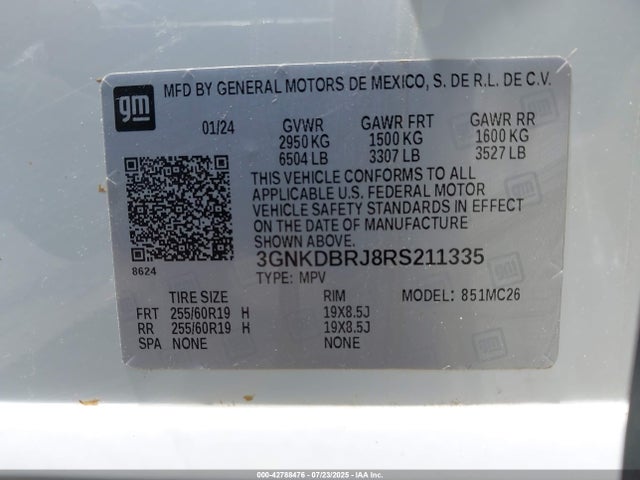 Chevrolet x0c+ec5 2024 3GNKDBRJ8RS211335 Image 9