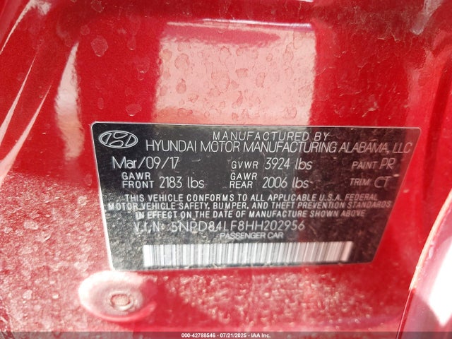 5NPD84LF8HH202956 Hyundai Elantra