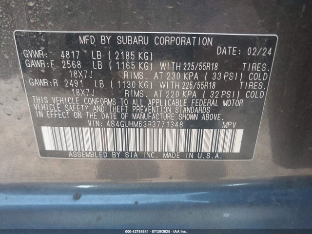 4S4GUHM63R3771348 Subaru na