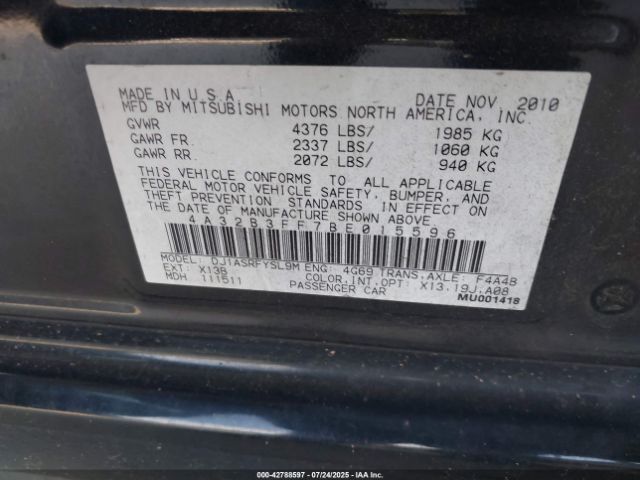2011 MITSUBISHI GALANT 4A32B3FF7BE015596 Photo 8