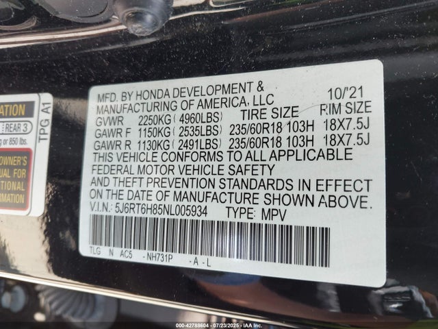 Honda lfb2 2022 5J6RT6H85NL005934 Image 9