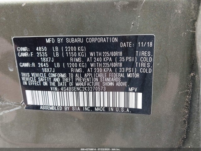 4S4BSENC2K3270573 Subaru na u4