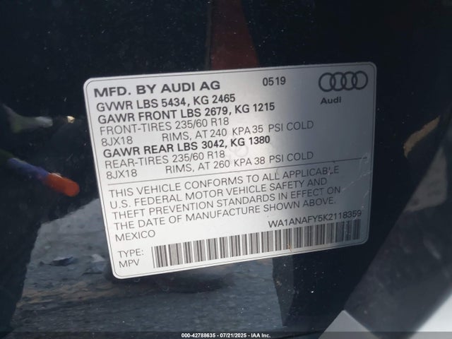 2019 AUDI Q5 WA1ANAFY5K2118359 Photo 8