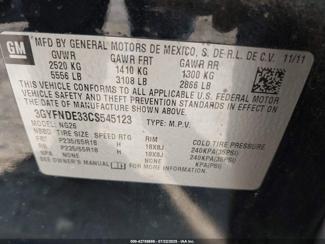 2012 CADILLAC SRX 3GYFNDE33CS545123 Photo 8