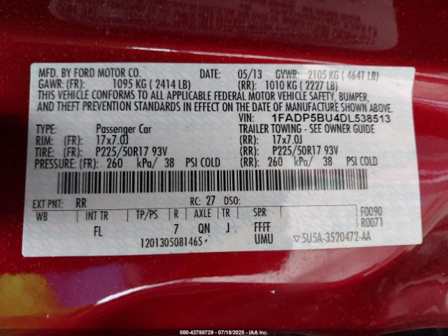 2013 FORD C-MAX HYBRID 1FADP5BU4DL538513 Photo 8