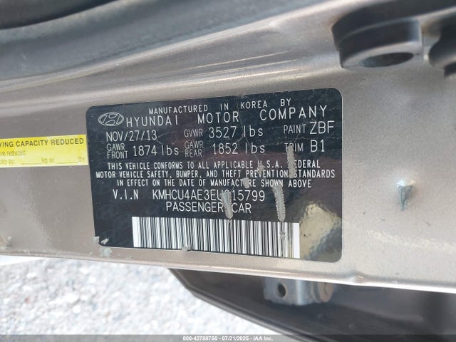 KMHCU4AE3EU615799 Hyundai dohc gdi gamma