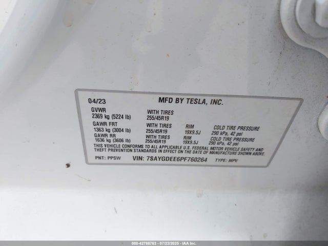 2023 TESLA MODEL Y 7SAYGDEE6PF760264 Photo 8